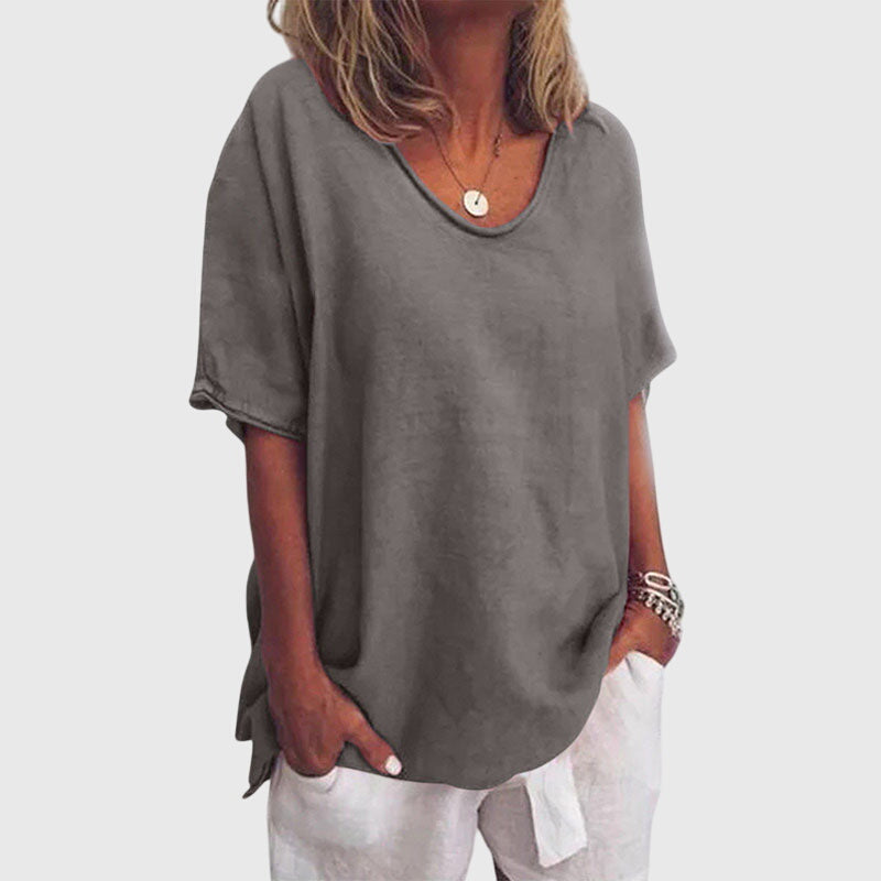 Sylvette Morraine | Elegant Loose V-Neck Top in Pink