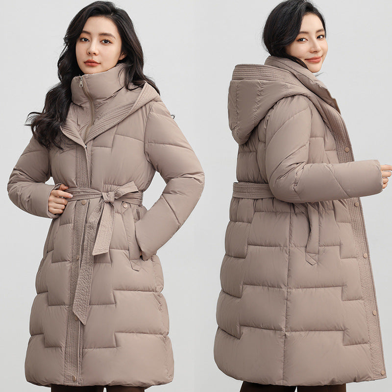 Polly Kemphurst | Belted Long Hooded Puffer Coat For Women