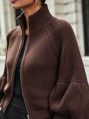 Isadora Pelletier | Puff-Sleeve Zip-Up Sweater For Women