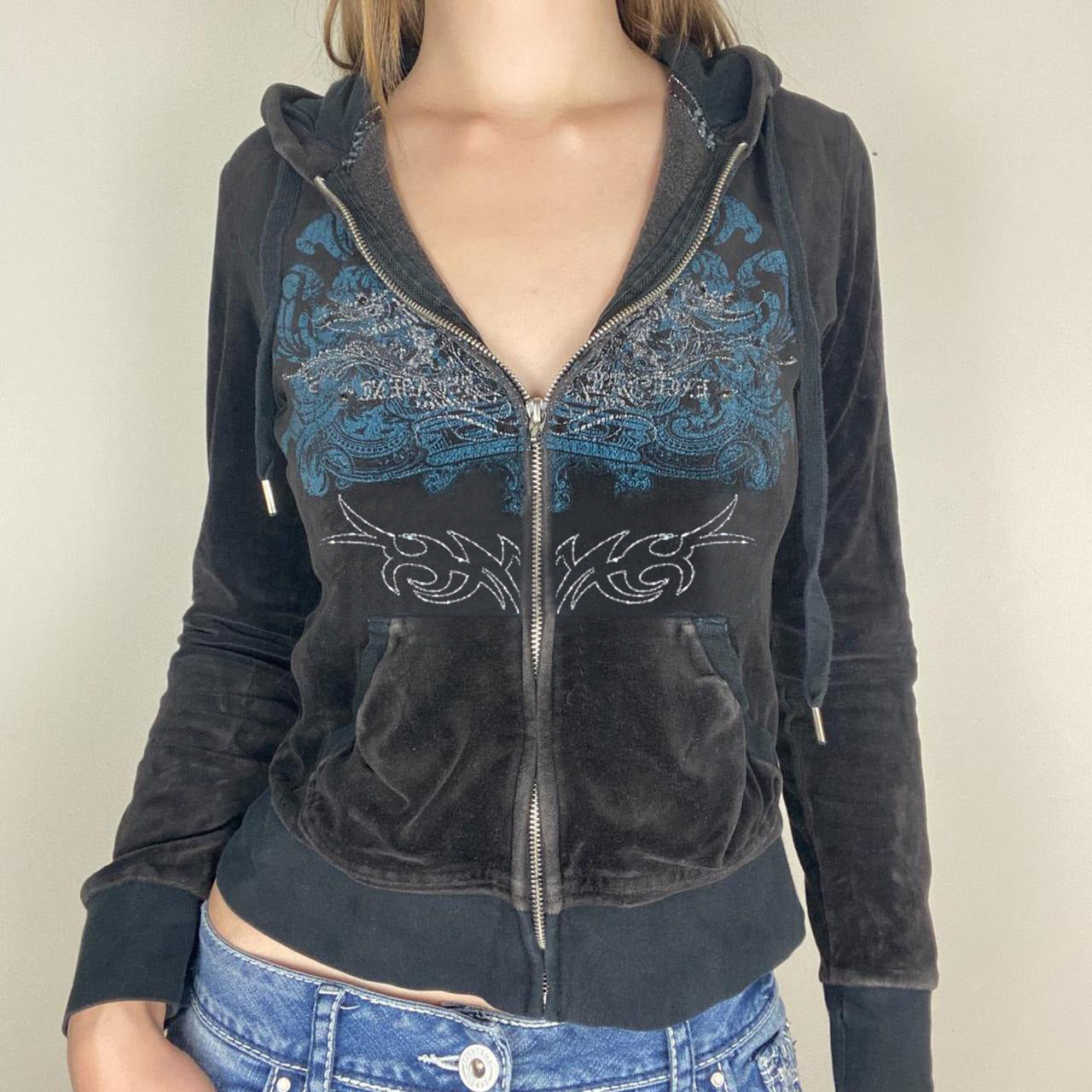 Bianca Ferrante | Graphic Print Velour Hoodie For Women