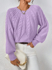 Rosalie Thornbury | Cable-Knit Crew Neck Sweater For Women