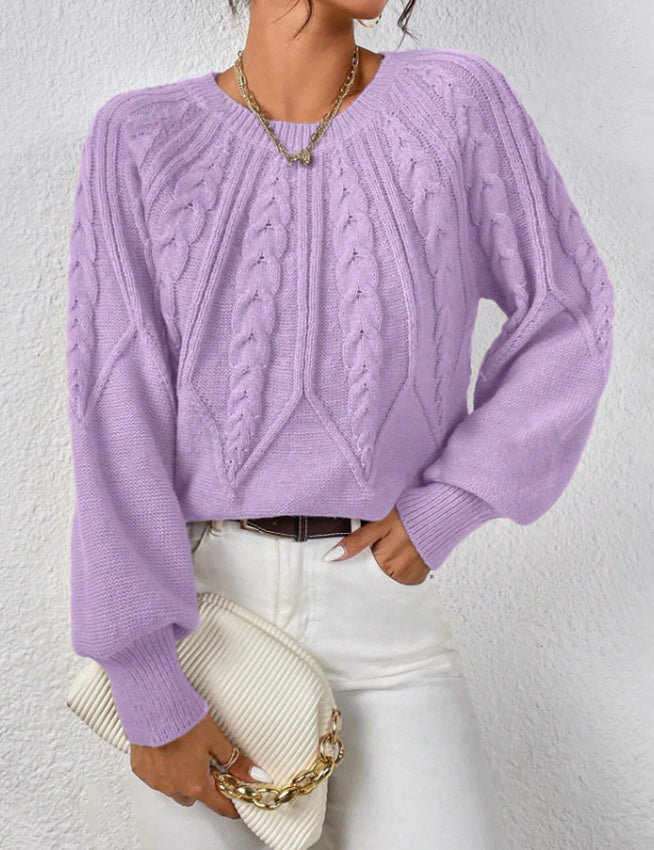Rosalie Thornbury | Cable-Knit Crew Neck Sweater For Women