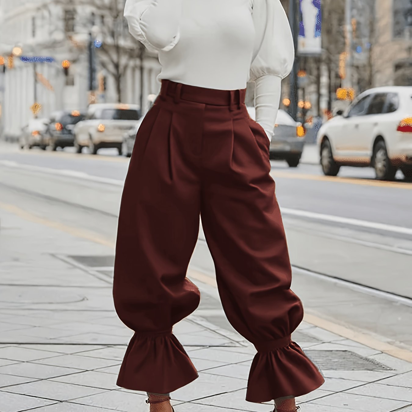 Odile Fenwick | Ruffled-Hem Wide-Leg Trousers For Women