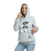 Lucille Bertrand | Cat Print Hoodie With Pet Pouch Pocket For Women