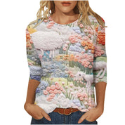 Isadora Winslow | 3D Floral Print Round Neck Top For Women
