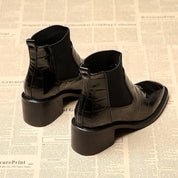Yvette Larose | Croc-Embossed Chelsea Boots With Faux Fur Lining For Women