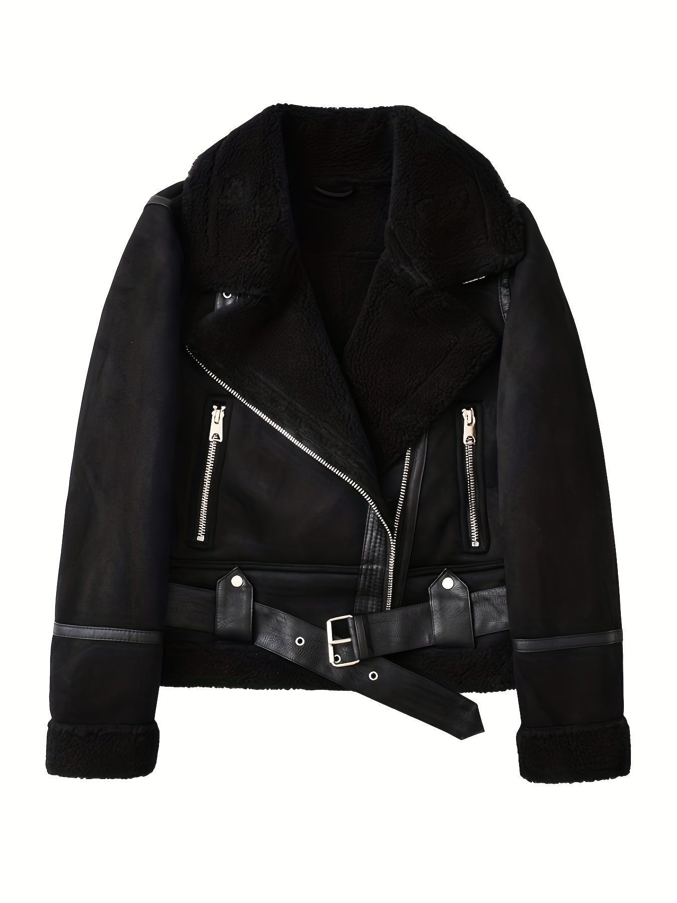Noelle Dumont | Shearling Belted Leather Jacket For Women