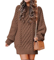 Eleanora Vance | Cable Knit Mini Sweater Dress For Women