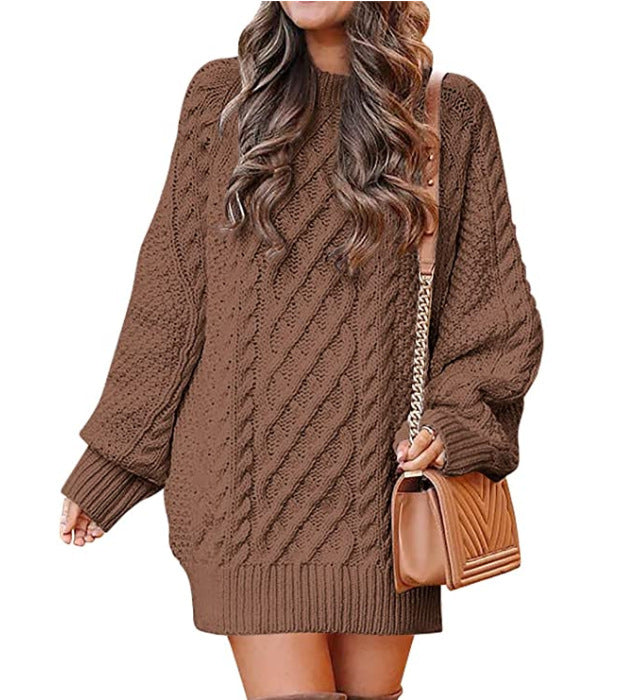 Eleanora Vance | Cable Knit Mini Sweater Dress For Women