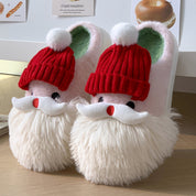 Snowball Hug | White Santa Beard Christmas Slippers For Women