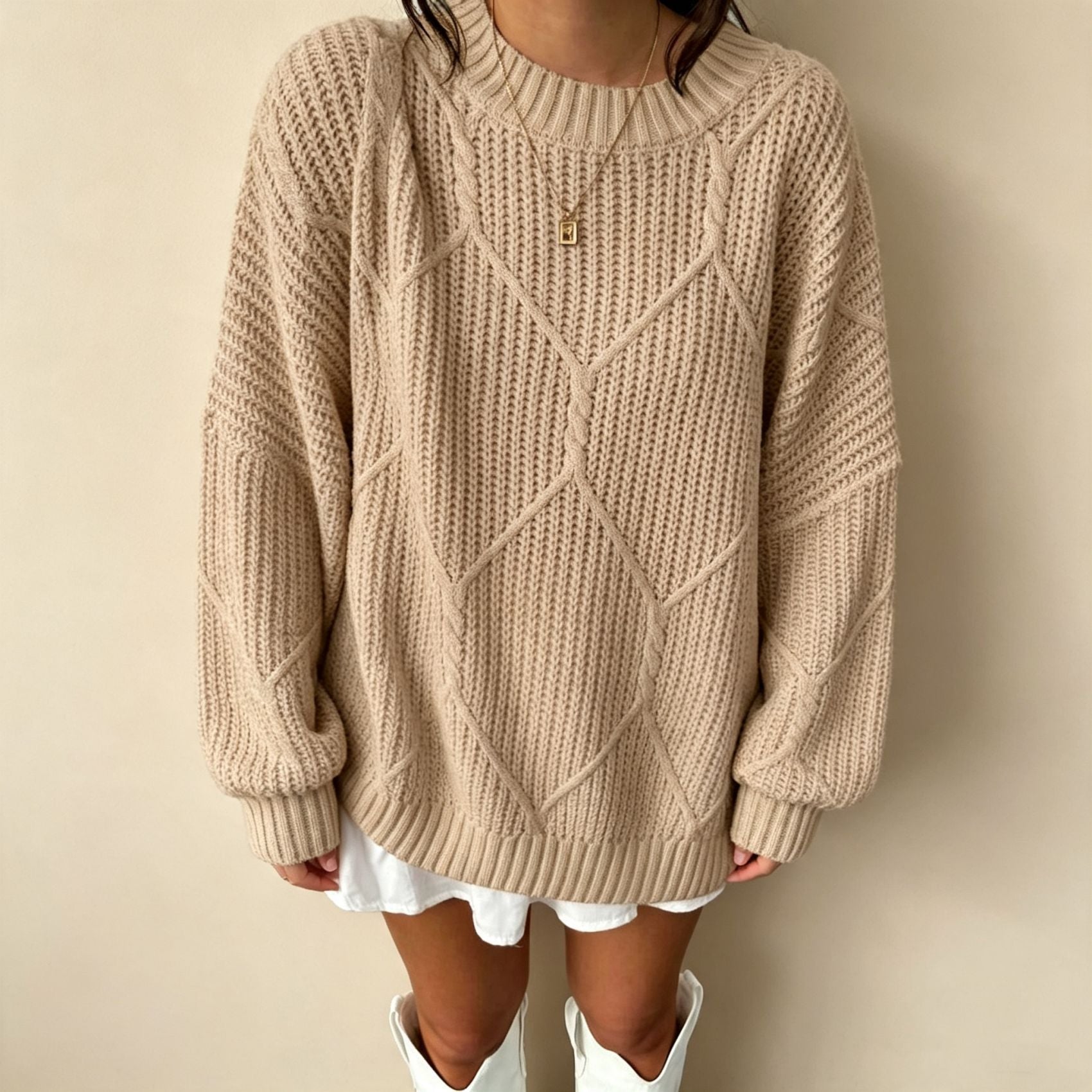 Margot Delvaux | Chunky Cable-Knit Oversized Sweater For Women