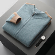 Kirk Ostbrook | Contrast-Shoulder Zip Wool-Blend Cardigan For Men