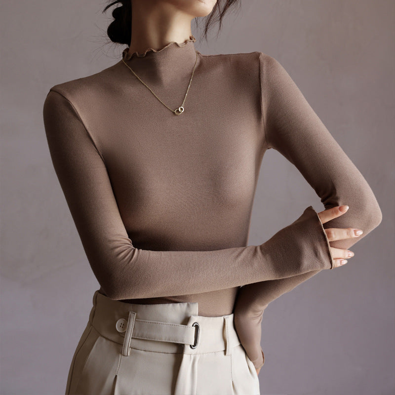 Fleur Dumont | Ruffle Mock Neck Long Sleeve Top For Women