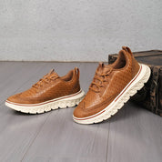Eli Ostbridge | Woven Leather Lace-Up Sneakers For Men