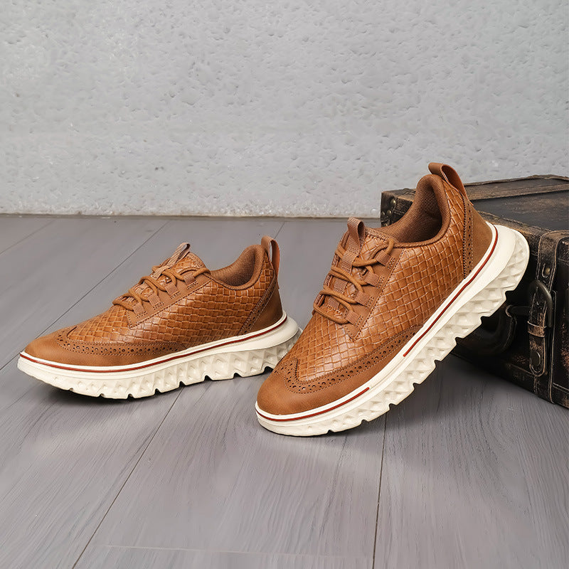 Eli Ostbridge | Woven Leather Lace-Up Sneakers For Men