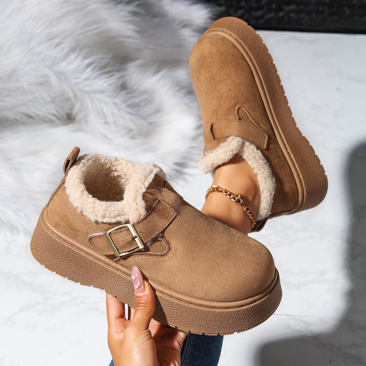 Bianca Salerno | Platform Fleece-Lined Moccasin Snow Boots For Women