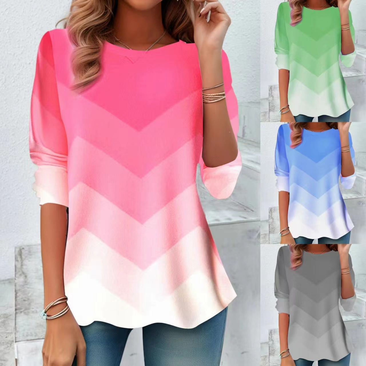 Giovanna Rinaldi | Ombre Striped Long Sleeve Top For Women