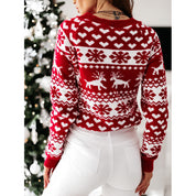 Sleigh Bell | Red Reindeer Fair Isle Christmas Sweater For Women