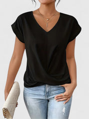 Elspeth Montclair | Beige V-Neck Twist Front Blouse