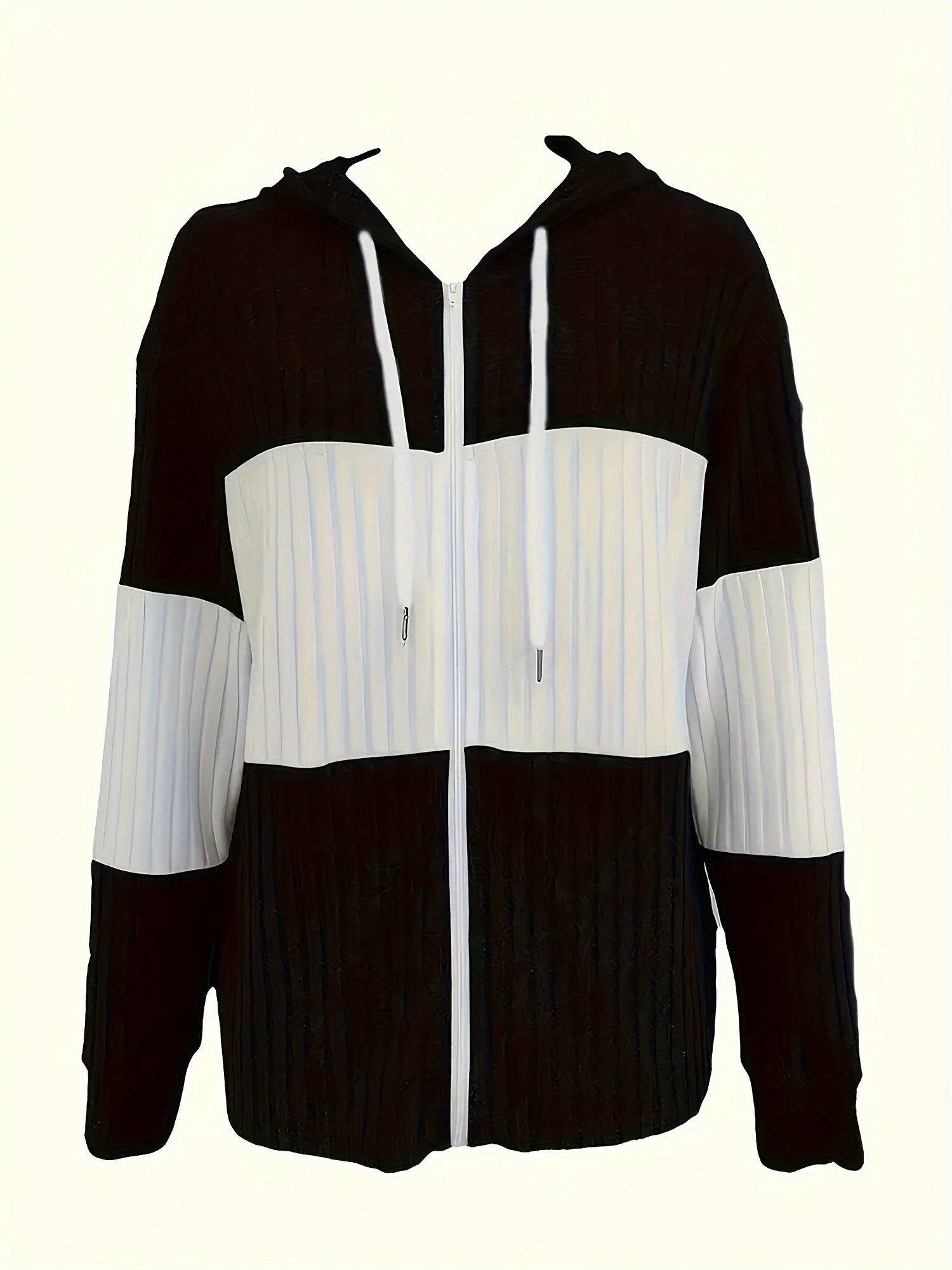 Charlotte Devereaux | Textured Colour-Block Hooded Jacket For Women