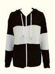 Charlotte Devereaux | Textured Colour-Block Hooded Jacket For Women