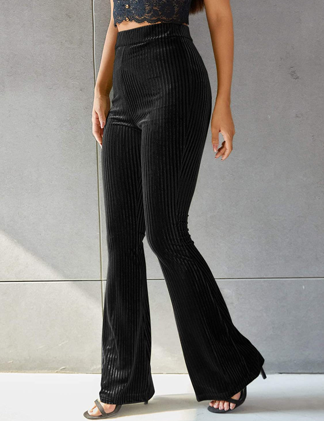 Adrienne Castel | High-Waist Velvet Flare Pants For Women
