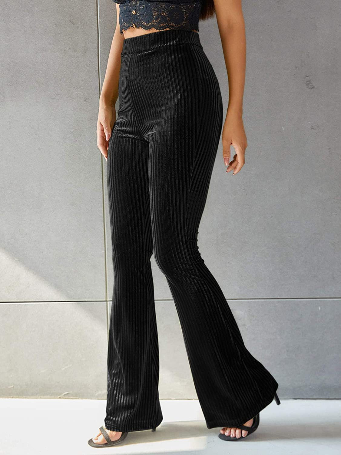 Adrienne Castel | High-Waist Velvet Flare Pants For Women