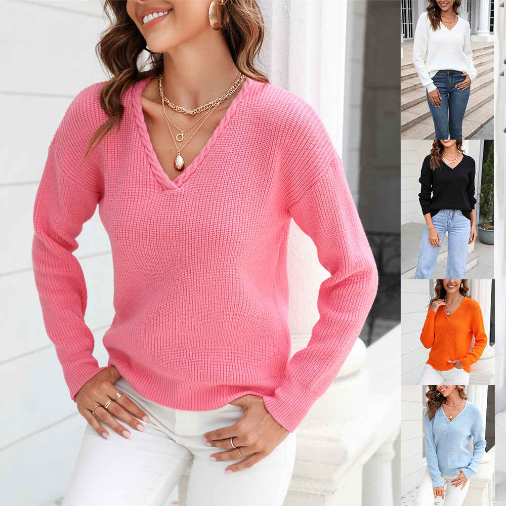 Isabelle Moreau | Cable-Knit V-Neck Sweater For Women