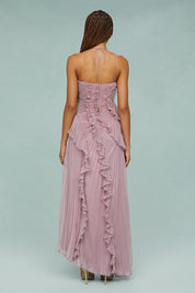 Celestine Vaudreau | Lavender Pleated Halter Midi Dress