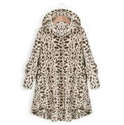 Colette Duval | Leopard Print Hooded Plush Coat For Women