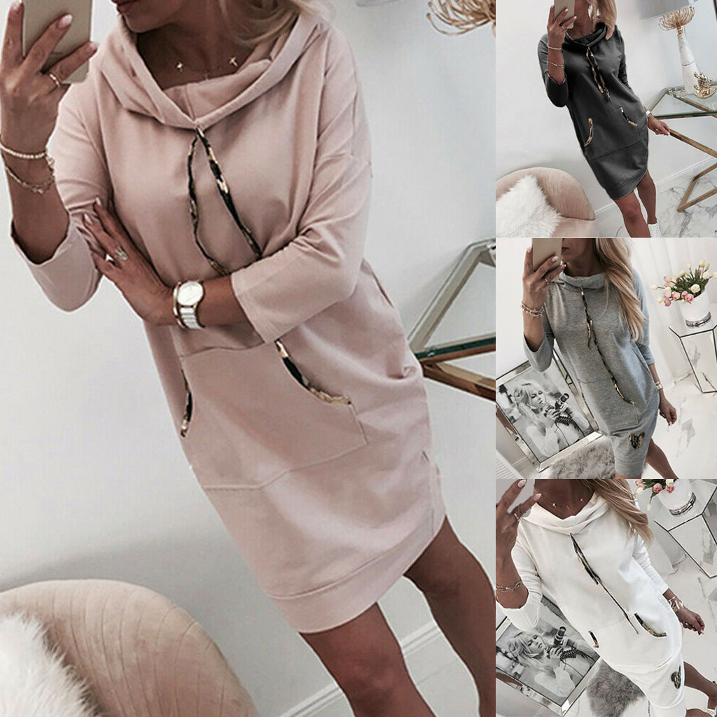Elise Dumont | Cowl Neck Hoodie Mini Dress For Women