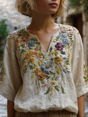 Francesca Marchetti | Floral Embroidered Boho Blouse For Women