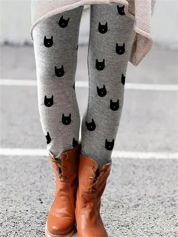 Selene Vasari | Cat Print Leggings For Women