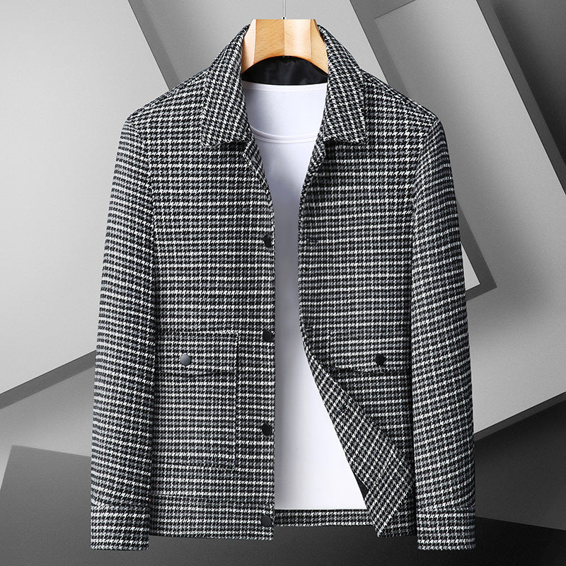 Ward Lingate | Houndstooth Button-Up Jacket For Men