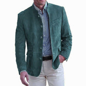 Duke Fairham | Stand Collar Suede-Look Jacket For Men