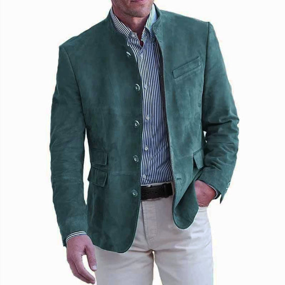 Duke Fairham | Stand Collar Suede-Look Jacket For Men
