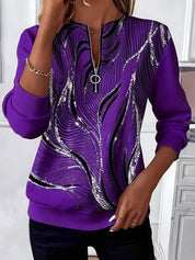 Charlotte Dubois | Abstract Print Half-Zip Top For Women