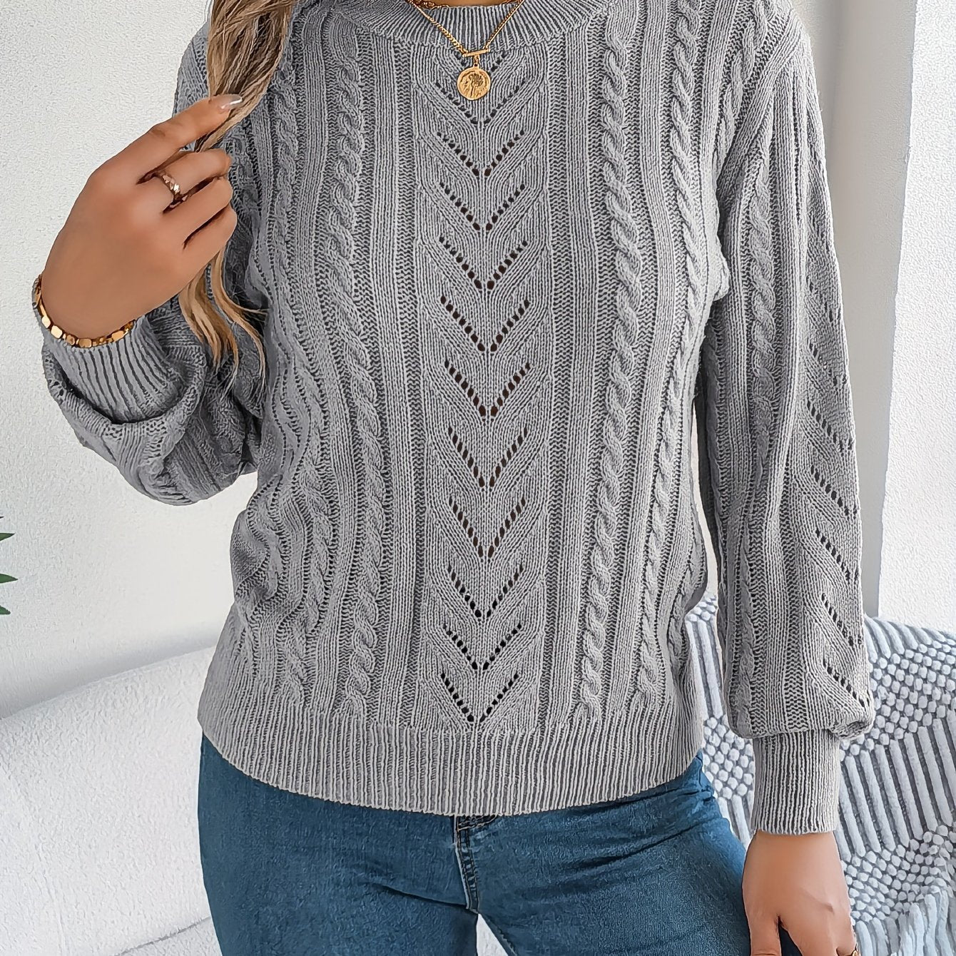 Camilla Winterbourne | Cable-Knit Textured Sweater For Women