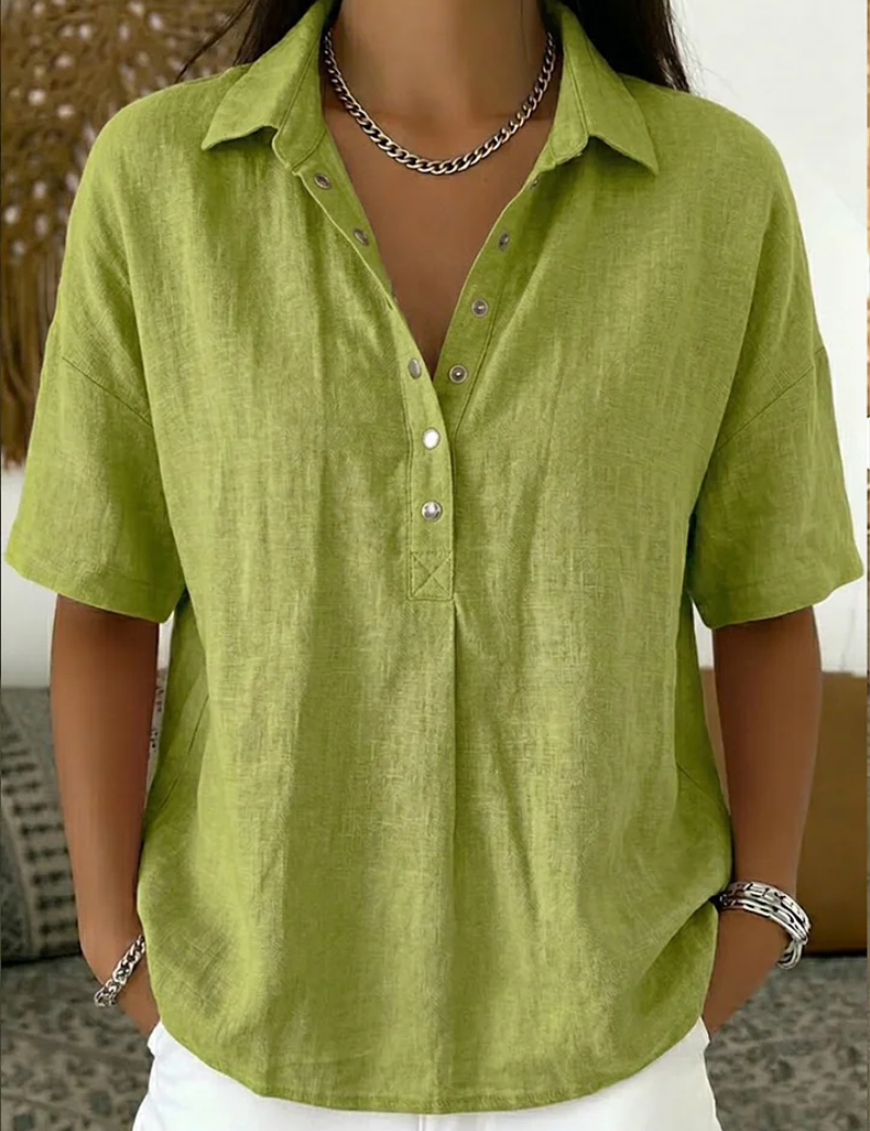 Margot Ellison | Linen Button-Up Collar Shirt For Women