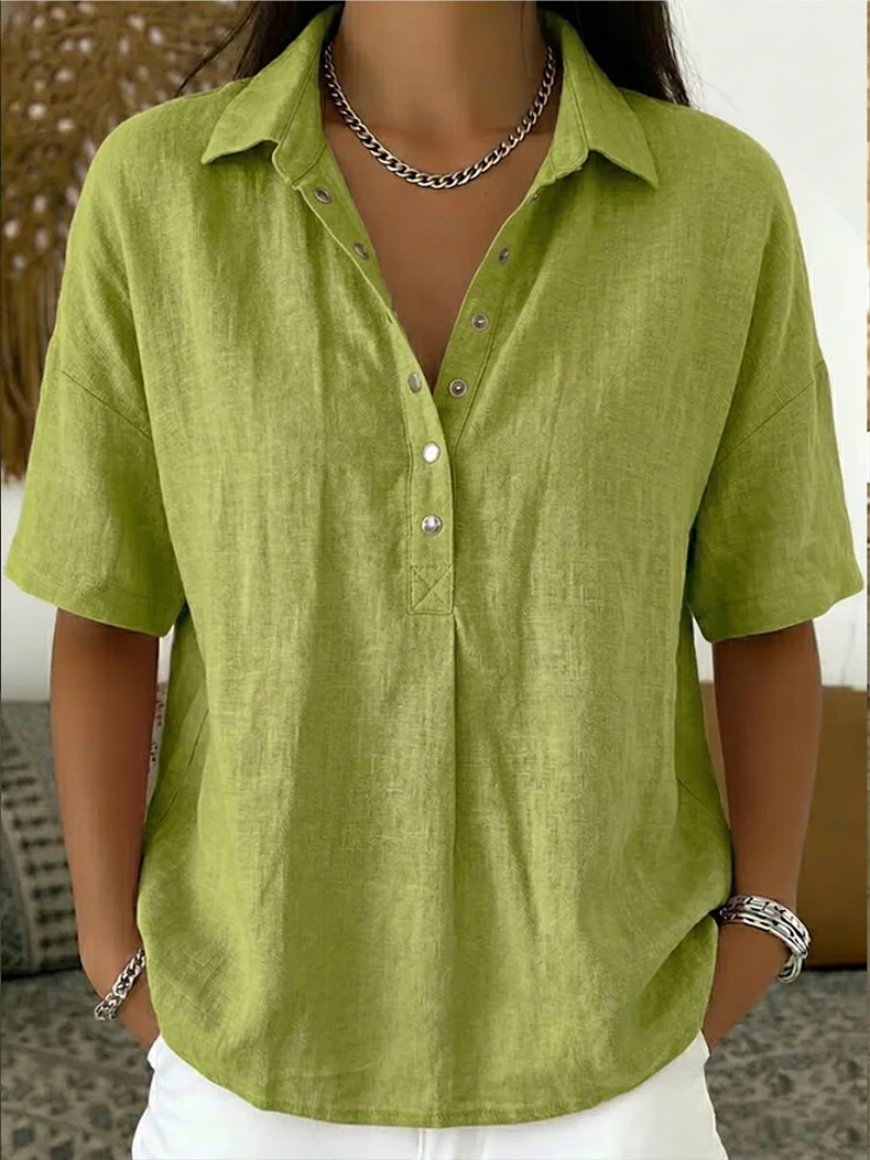 Margot Ellison | Linen Button-Up Collar Shirt For Women