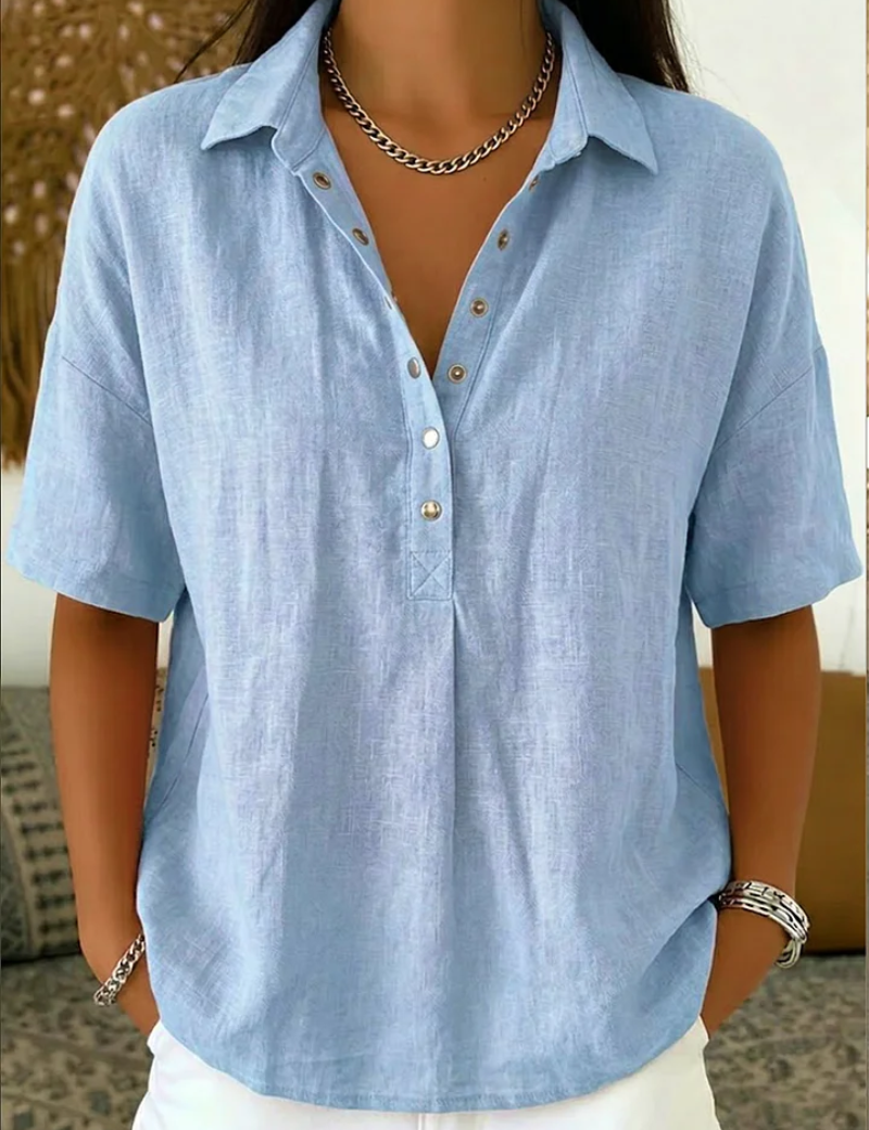 Margot Ellison | Linen Button-Up Collar Shirt For Women