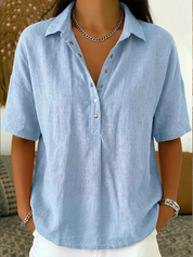 Margot Ellison | Linen Button-Up Collar Shirt For Women