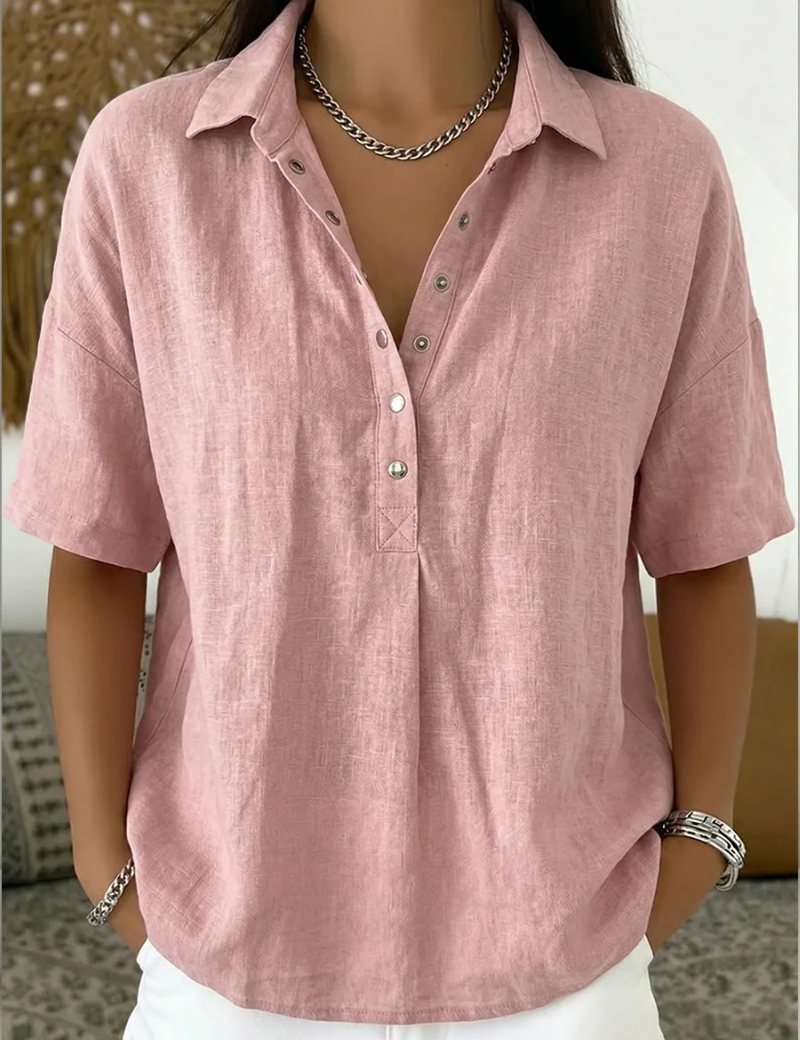 Margot Ellison | Linen Button-Up Collar Shirt For Women
