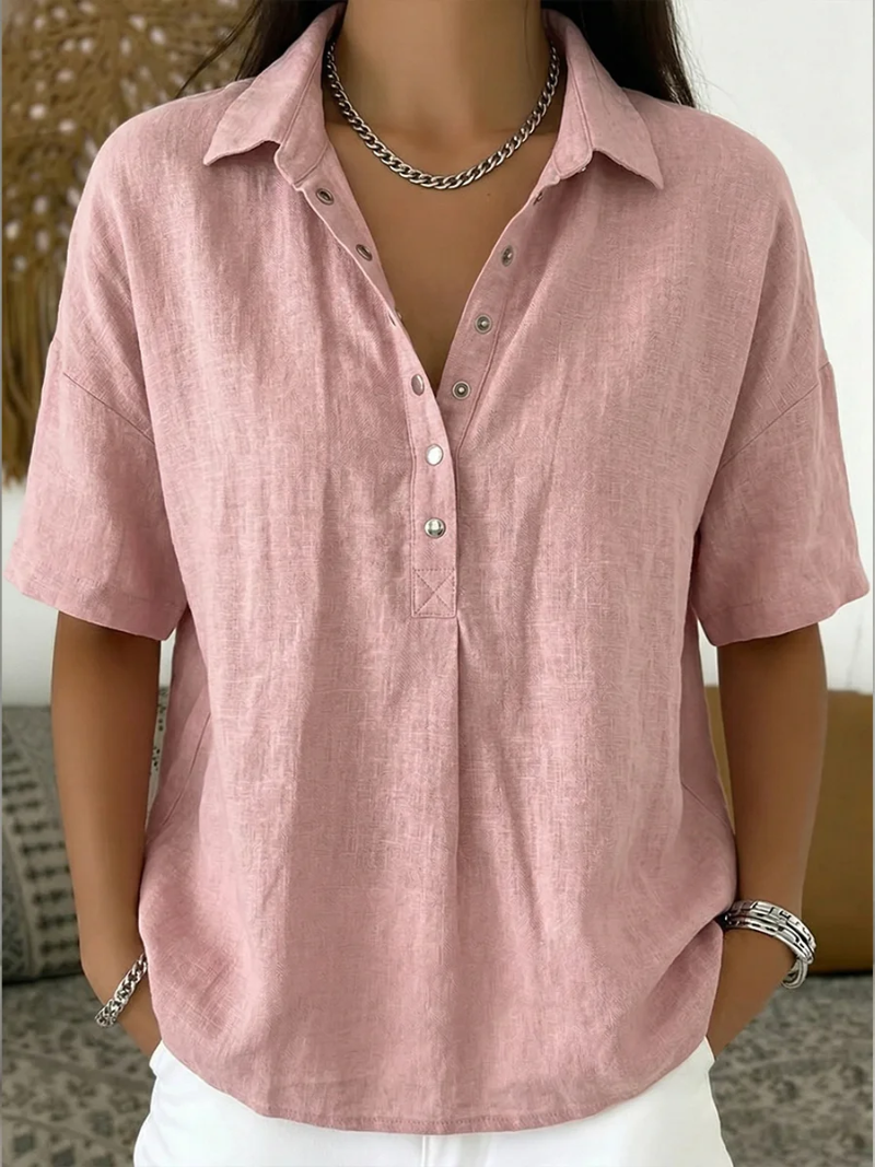 Margot Ellison | Linen Button-Up Collar Shirt For Women