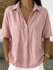 Margot Ellison | Linen Button-Up Collar Shirt For Women