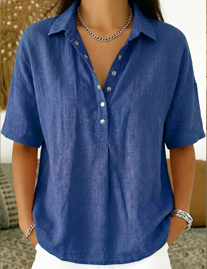 Margot Ellison | Linen Button-Up Collar Shirt For Women