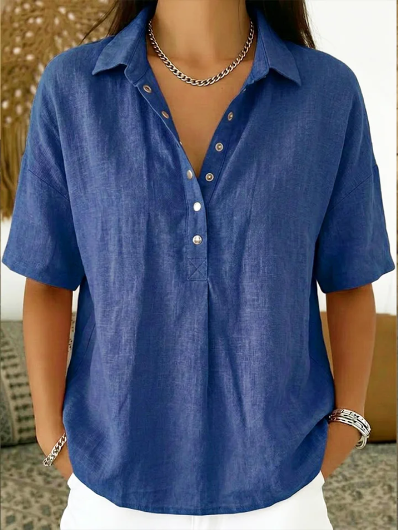 Margot Ellison | Linen Button-Up Collar Shirt For Women
