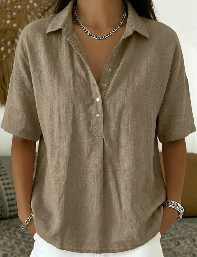 Margot Ellison | Linen Button-Up Collar Shirt For Women