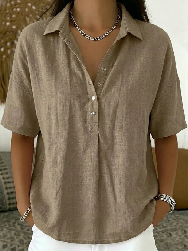 Margot Ellison | Linen Button-Up Collar Shirt For Women
