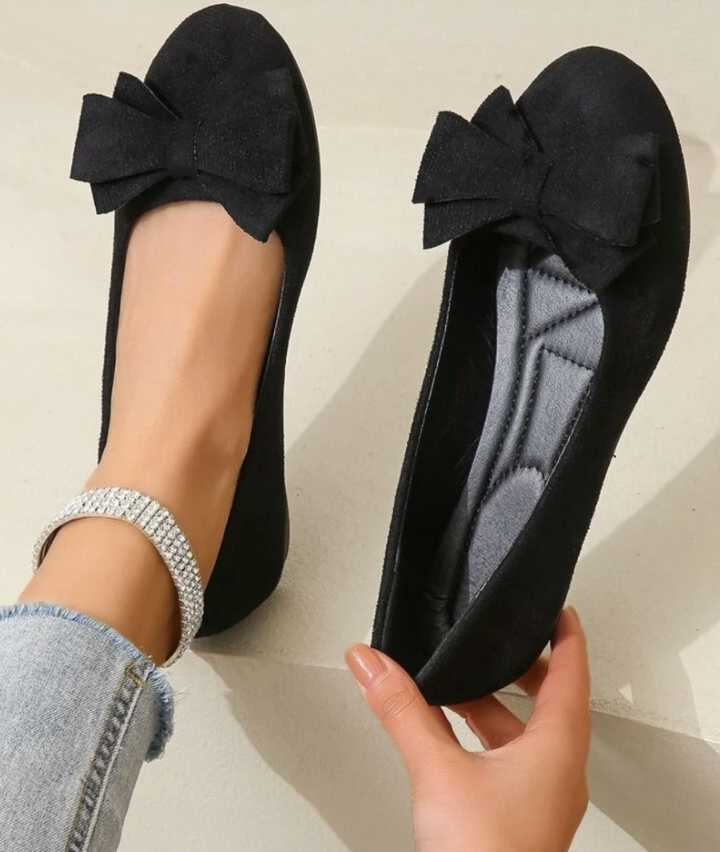 Ottoline Beauregard | Olive Green Bow Ballet Flats